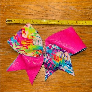Colorful Hair Bow with Pink and Multicolor Design